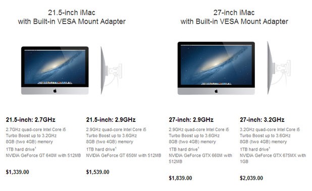 Apple въведе тихомълком два нови модела iMac с вградена технология за закрепване на стена по стандарта VESA 